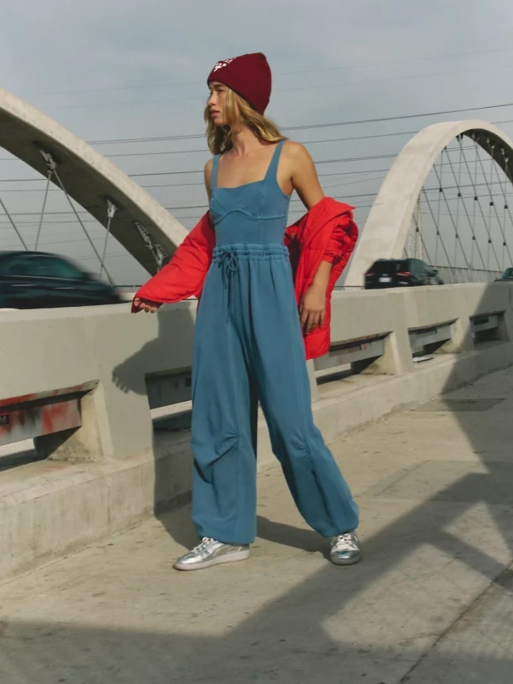 Free People blue one piece skyline jumper.